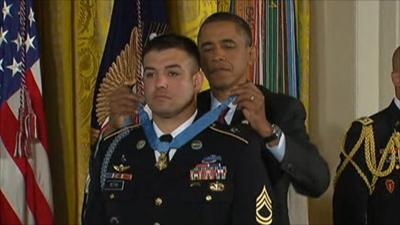 Staff Sgt Leroy Petry with Barack Obama