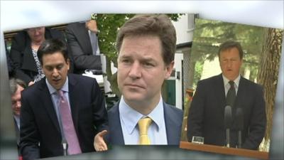 Ed Miliband, Nick Clegg, David Cameron