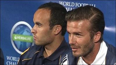 LA Galaxy team-mates Landon Donovan and David Beckham
