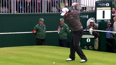 Rory McIlroy on the first tee at Sandwich