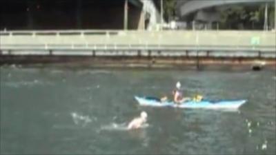 Julie Bradshaw swimming in New York