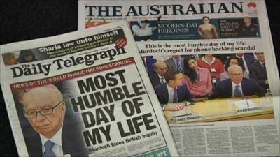 Front pages of Australian newspapers