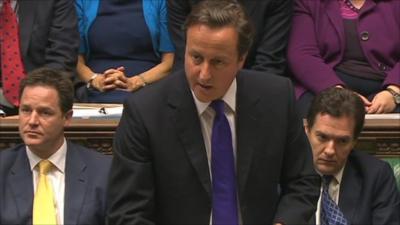 PM David Cameron addressing House of Commons