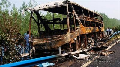 Bus fire in China