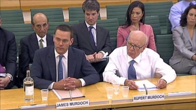 James and Rupert Murdoch at Select Committee hearing