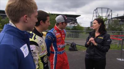 Young British GP3 drivers Lewis Williamson, Alexander Sims and Dean Smith