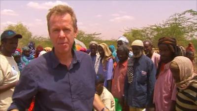 Andrew Harding at a food distribution point