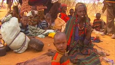 Displaced people in Somalia awaiting supplies