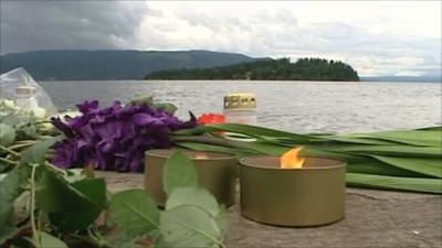 Tributes left on Utoeya island