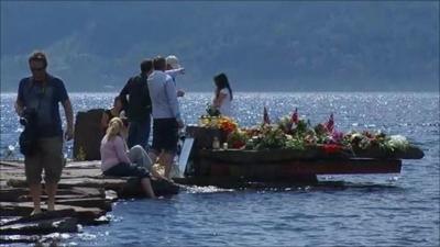 Floral tributes in Norway