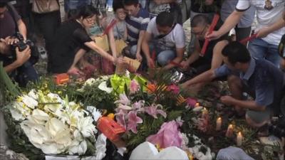 Tributes at crash site