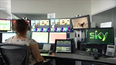 Woman working in BSkyB editing suite