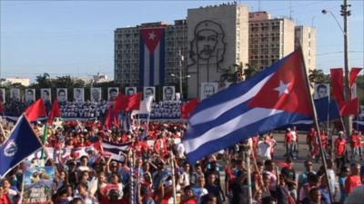 Cuban people rallying