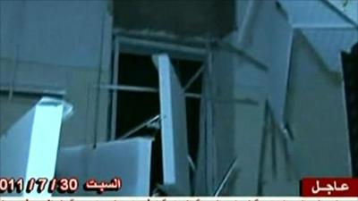 Libyan state TV image of damage