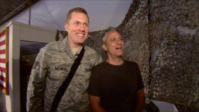 Jon Stewart meets US troops