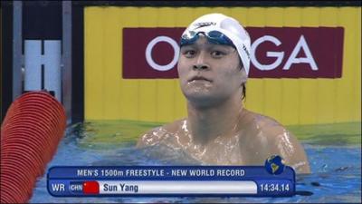 China's Sun Yang gets 1500m world record