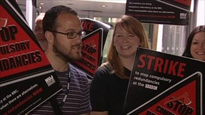 NUJ staff picket BBC Television Centre