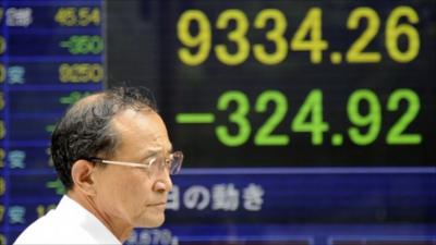 Tokyo Stock prices on display