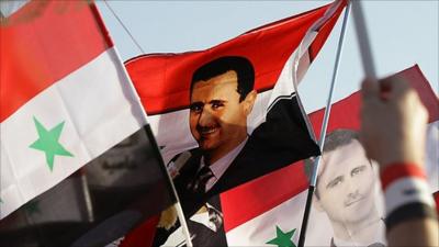 President Assad depicted on national flag of Syria