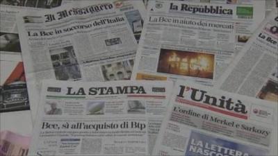 Italian newspaper headlines