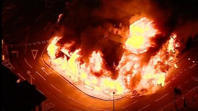 Shops on fire in Croydon
