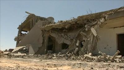 Demolished building in Zlitan