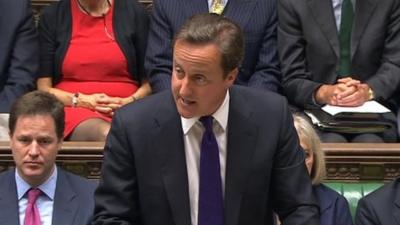 David Cameron speaking in the House of Commons