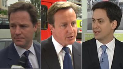 Clegg, Cameron and Miliband