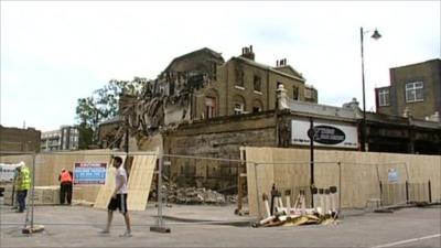 Building damaged by fire in the London riots