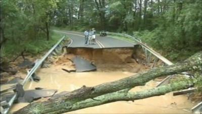 Bridge destroyed by rain in New Jersey