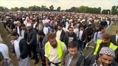 Thousands gathered in Birmingham for the service