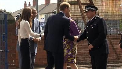 The Duke and Duchess of Cambridge with Chris Sims, the Chief Constable of West Midlands Police