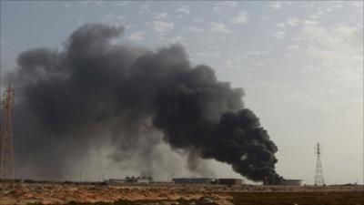 Smoke rising from Libyan oil storage facility