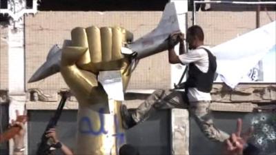 Rebel fighter inside Gaddafi's compound