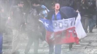 Protesters in Chile