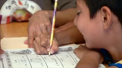 Boy doing homework