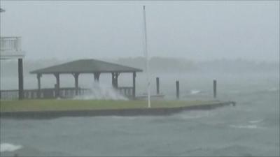 Hurricane winds whip up sea