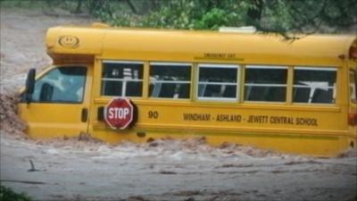 Bus in floods