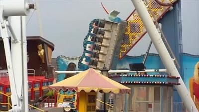 Damaged ride in Skegness Pleasure Beach