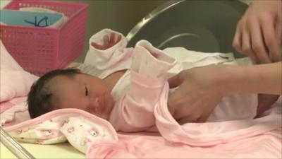 New born baby in a Taiwanese hospital