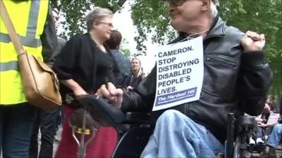 Disabled protester