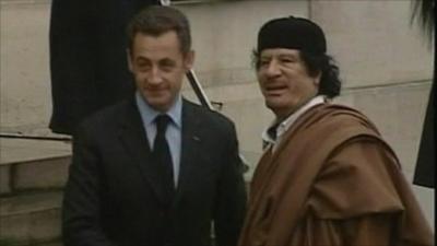 France's President Sarkozy with Col Gaddafi