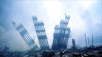 Ruins of the World Trade Center towers