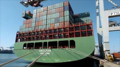 A Chinese container ship