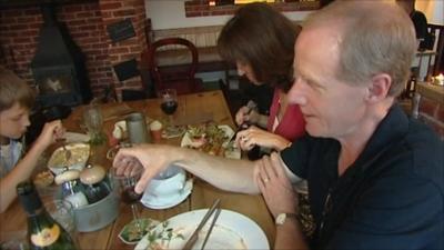 A family having dinner