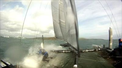 On board a catamaran