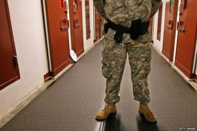 U.S. Army guard inside Guantanamo Bay Detention Camp