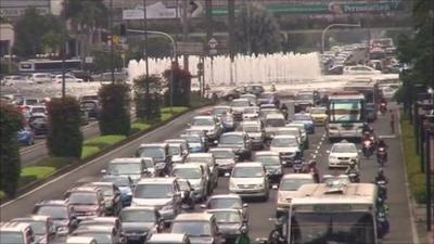 Heavy traffic in Jakarta