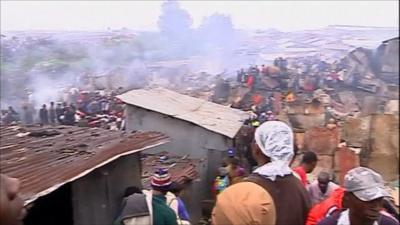 Aftermath of fires and explosion at Nairobi's Lunga Lunga industrial area