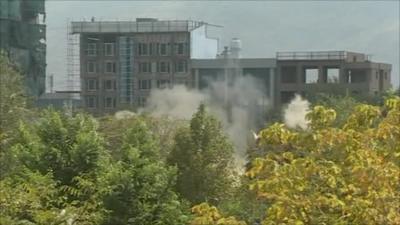 Smoke rising from buildings in Kabul